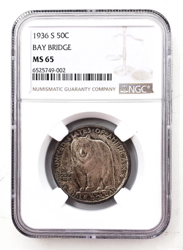 1936 S Bay Bridge Commemorative Silver Half Dollar US Mint 50c NGC MS 65 K11