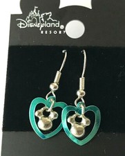 Disney Mickey Mouse Heart Earrings Icon Ears Blue Disneyana Silver Plated