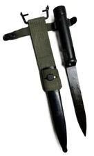 BELGIAN TUBULAR BAYONET WITH SCABBARD AND CANVAS FROG.