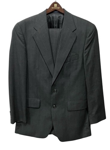 CHAPS RALPH LAUREN MENS WOOL 2 PC SUIT 40R 34W x 29.5L PANTS Charcoal READ