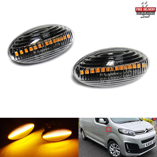 2 Clear Lens Side Indicator LED Repeater Light For Berlingo C1 C3 C5 C6 Dispatch