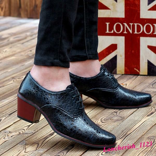 SAOLA Scarpe uomo eleganti modello pelle di serpente tacco medio grosso casual Oxford stringate chic