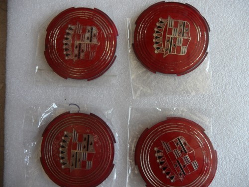 1957 57 1959 59 Cadillac Eldorado hubcap center medallions RED (4)- good -B - Picture 8 of 13