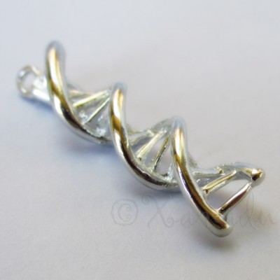 DNA Double Helix Molecule 40mm Silver Plated Charm Pendants C2588- 2, 5 Or 10PCs