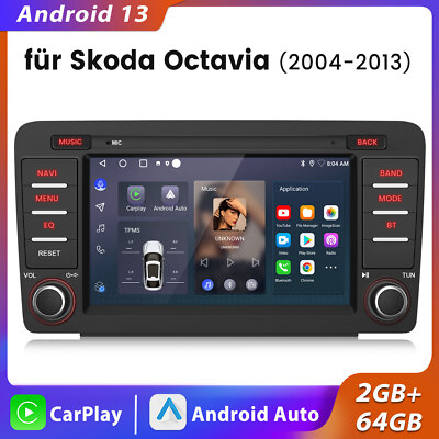2+64GB Android 13 Autoradio Für Skoda Octavia 2004-2013 7'' CarPlay GPS Navi WiFi