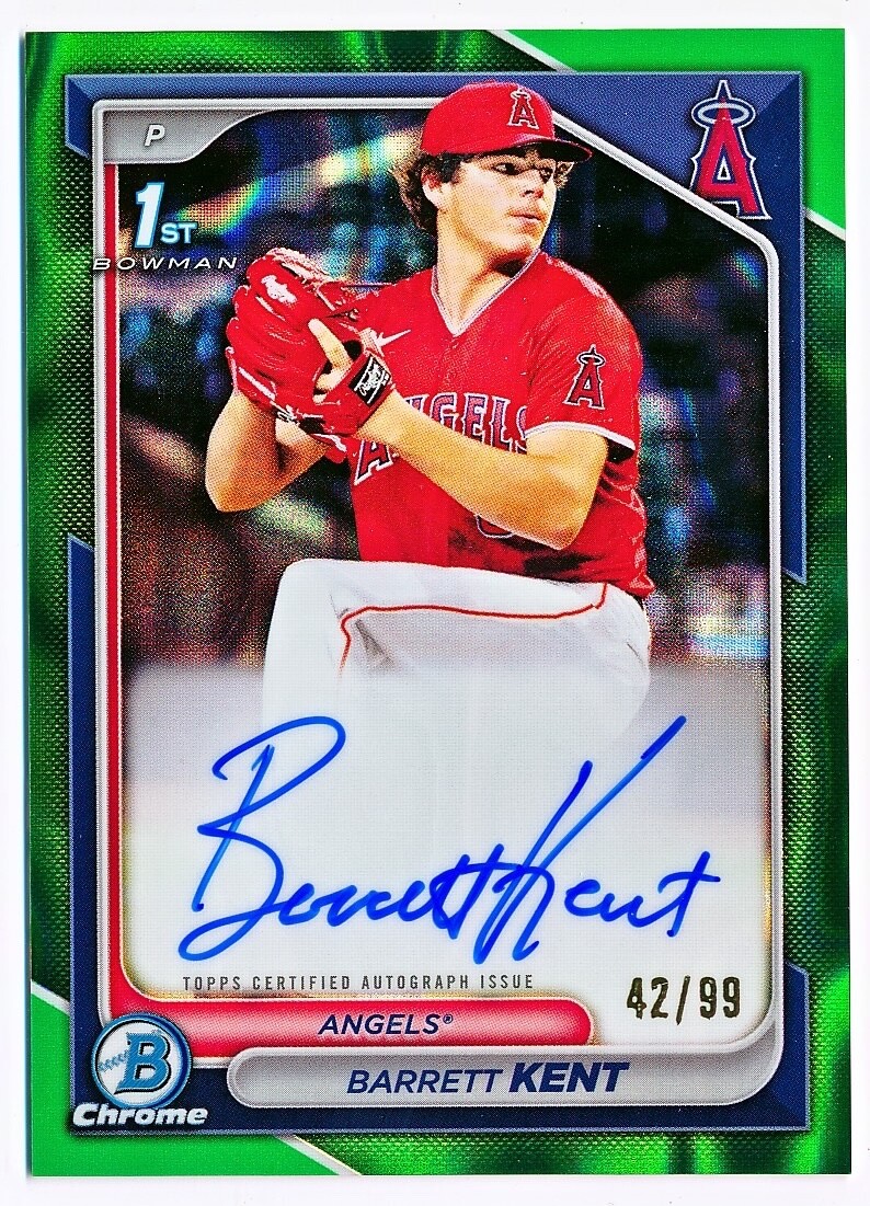 2024 Bowman Barrett Kent Chrome Green Lava Refractor Auto Rc #CPA-BK (42/99)