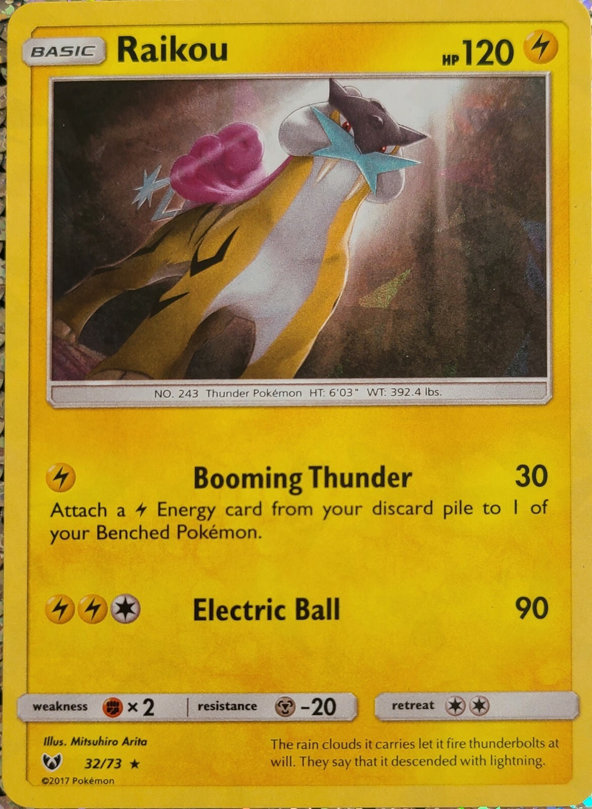 Pokemon 2017 Shining Legends | RAIKOU 32/73 Rare Holo | NM
