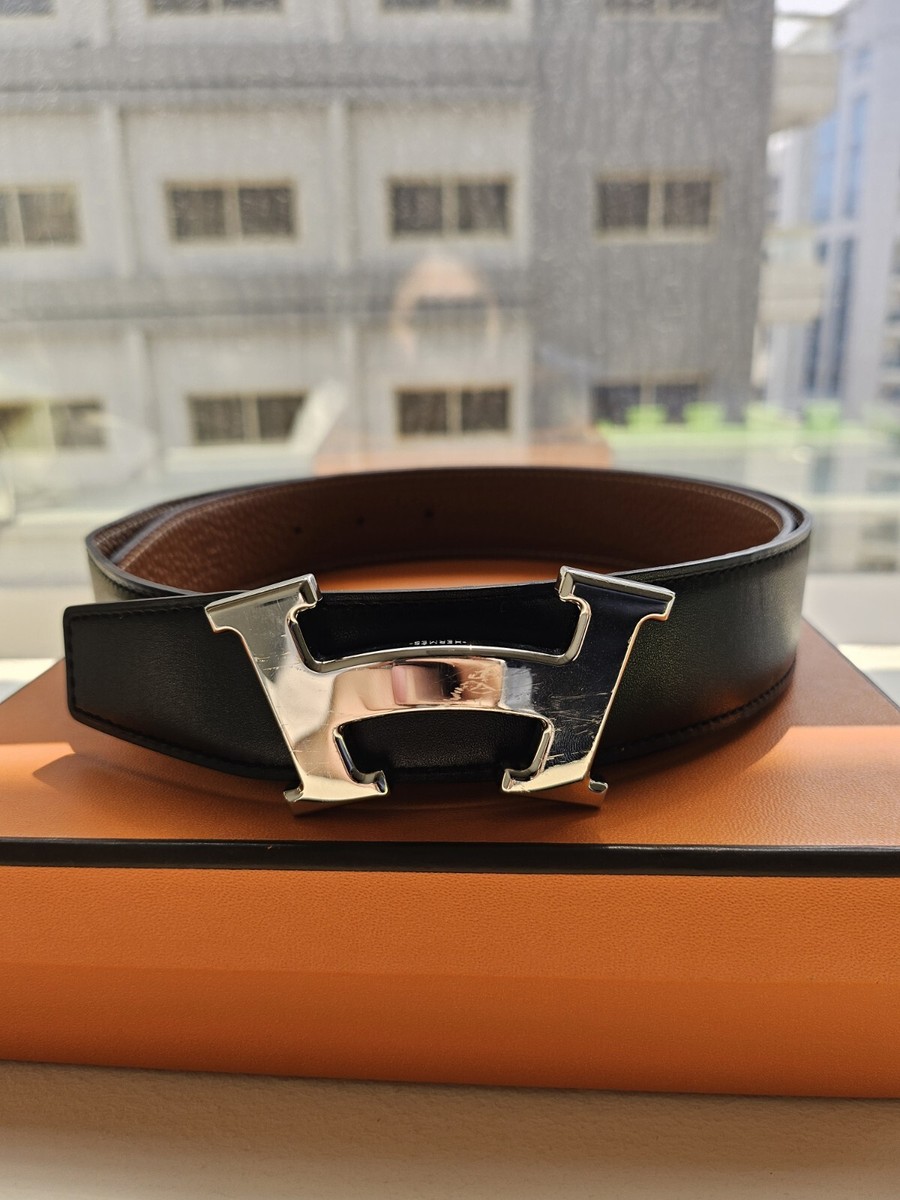 ☆HERMESベルトHマーク☆ HERMES H Logo Reversible Leather Buckle Belt Size 80 cm