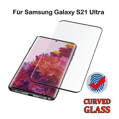 3D Echt Glas Displayschutz Folie für Samsung Galaxy S21 Ultra Curved Black