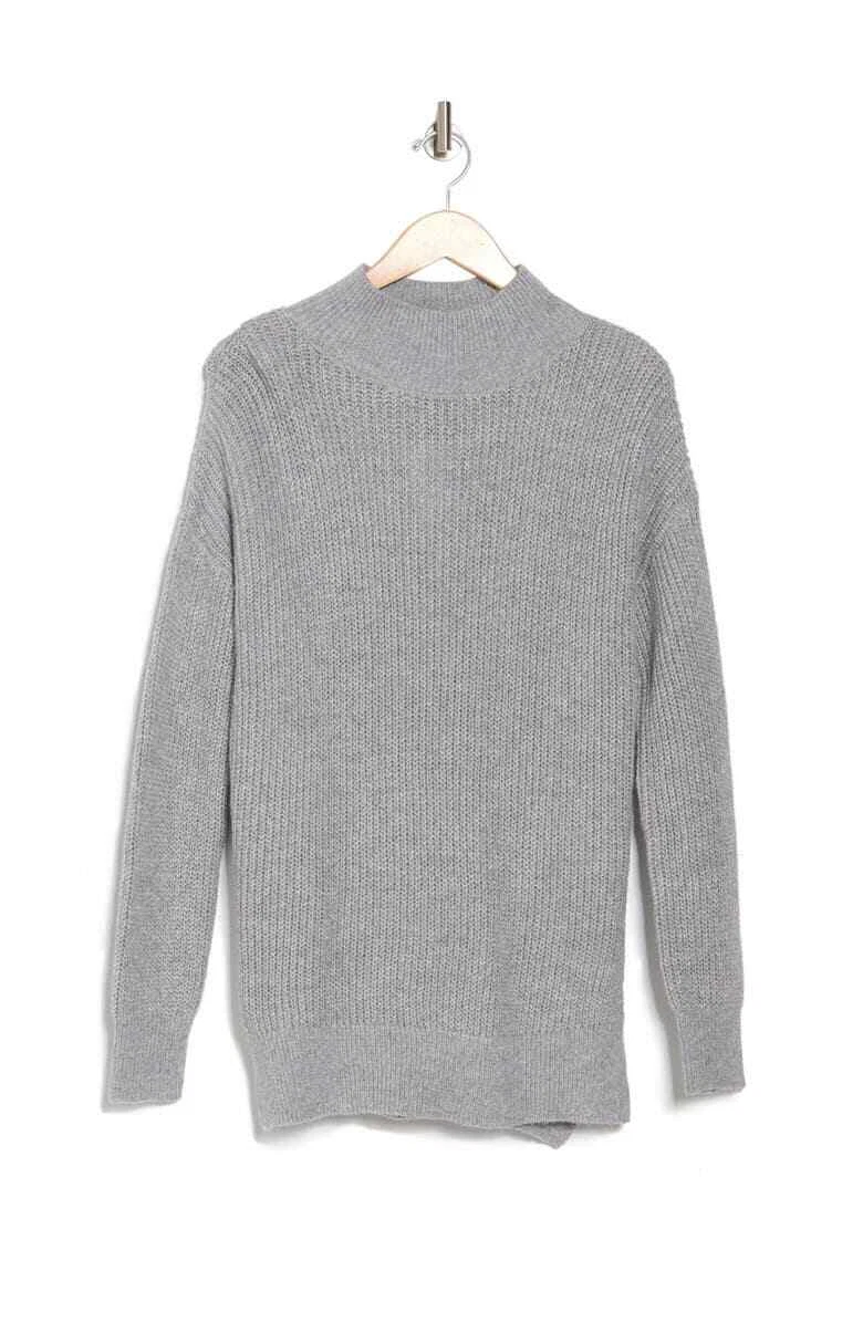 ABOUND Cozy Mock Neck Dolman Tunic Sweater In Medium Grey XS S