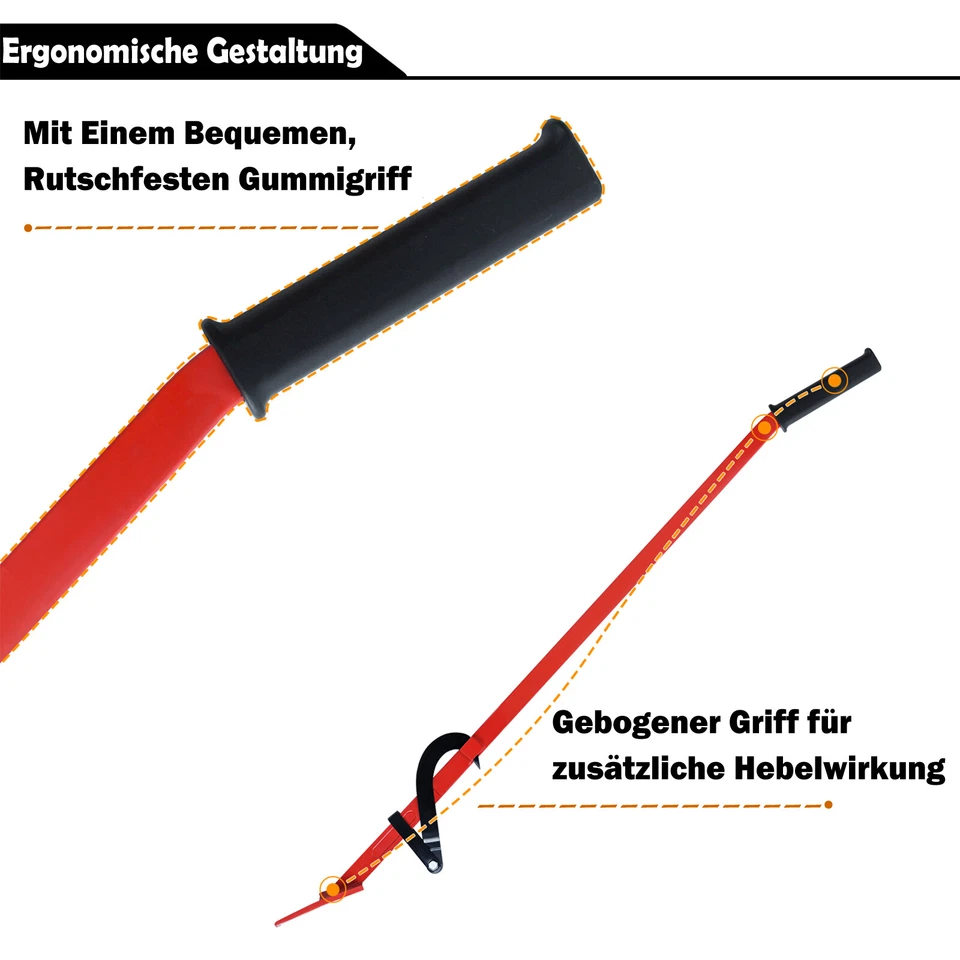 130cm Stammheber Fällheber Stammwender Wendehaken Fällhilfe Griff Stahl Rot NEU - Bild 3 von 4