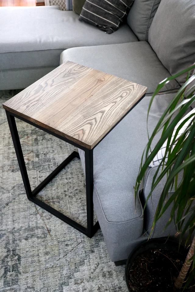 Ash and steel c-table, handmade, side table, coffee table, free shipping - Image 2 of 4