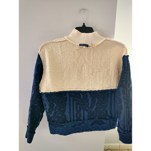 Levi's Made & Crafted Adult Cable Knit Sweater Jumper Navy Cream Size 1 Small - Picture 18 of 18