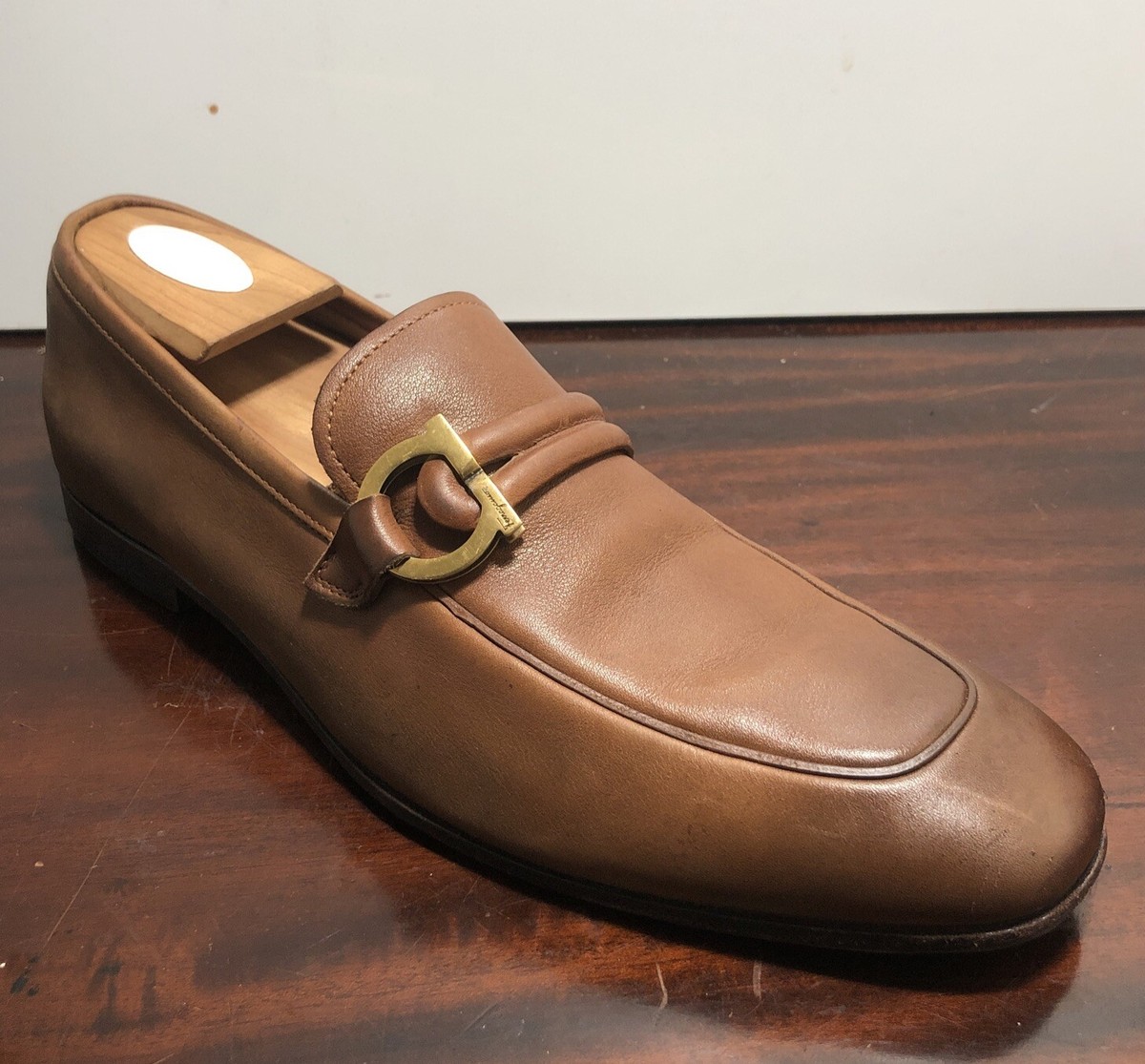 Salvatore Ferragamo Men\'s Tobacco Buckle Shoes -Sz 7.5 SALVATORE FERRAGAMO Florence Metallic/Black Slip On Heels  main image 3