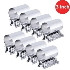 4/8pcs 3 inch Stainless Steel Butt Joint Band Exhaust Clamp Sleeve Coupler T304
