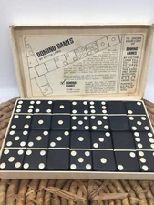 Vintage Black  Dominoes Puremco Standard Marblelike Double 6 Set 616 in Box