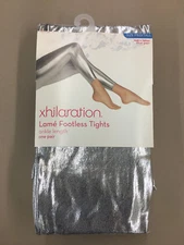 Womens Footless Leggings SILVER Metallic Sexy Shiny Halloween Costume Med/Tall