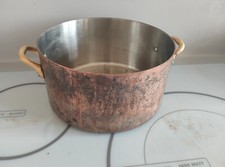 Casserole a poignée faitout Cocotte en cuivre 2mm étamé 20,3 cm de diamètre