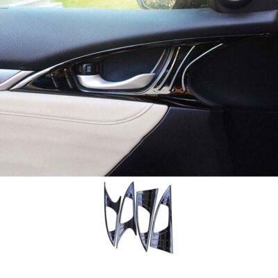 4X Black Titanium Steel Cover Trim Inner Door Handle For Honda Insight 19-2022