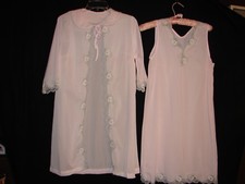 Vintage Pink Figurfit Night Gown And Robe Peignoir Set size Small