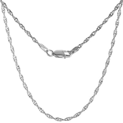 925 Sterlingsilber gedrehte Singapurkette Halskette Diamantschliff 3,3 mm 7'' bis 30''