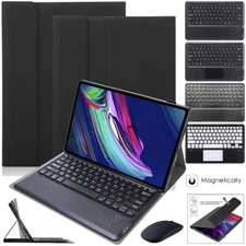 For Lenovo Tab P12 12.7" 2023 Bluetooth Keyboard Mouse Smart Case Leather Cover