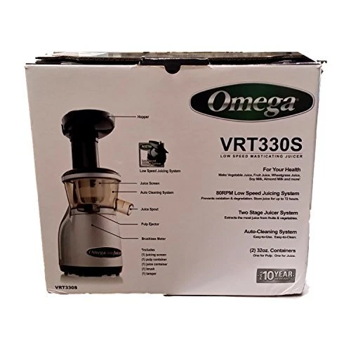 Espremedor de baixa velocidade Omega vertical estágio duplo trado único, branco (descontinuado... - Imagem 2 de 3