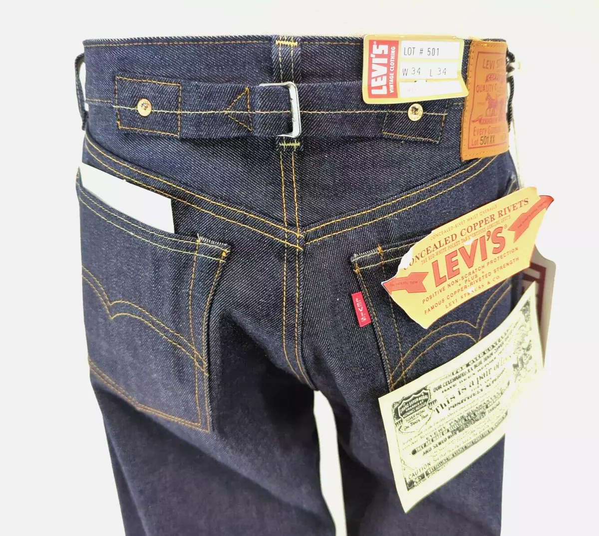 Levi's Lvc 1937 501xx 37501-0015 Selvedge Raw Jeans Buckle Back Men's 34/34  in 2023