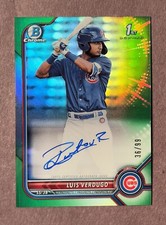 Luis Verdugo 2022 Bowman Prospect Auto CPA-LV Green Refractor /99 PHILLIES