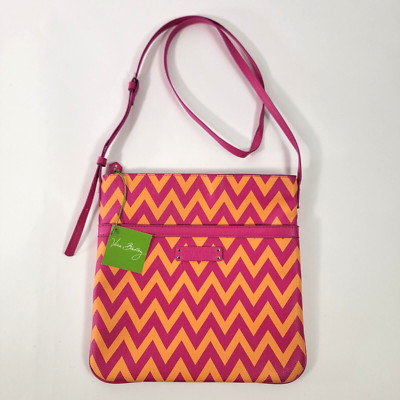 Vera Bradley Pink/Yellow Slim & Trim Hipster Ziggy Zags Crossbody Purse NWT