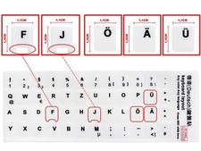 DE - Tastaturaufkleber weiß Matt 48 Tasten komp. für Medion Akoya P6619, P8612