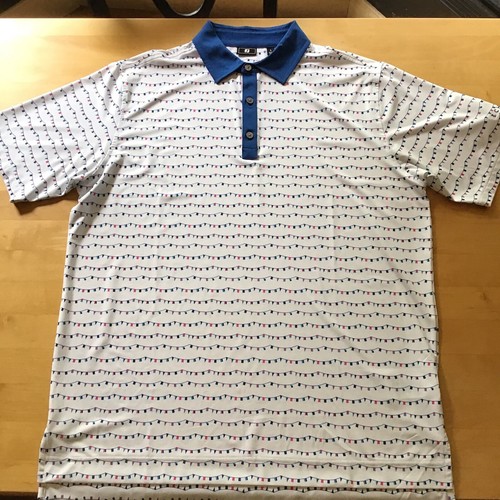 FJ Footjoy Golf Polo Herren Large Kurzarm Echelon Golfschläger Allover Print - Bild 3 von 12