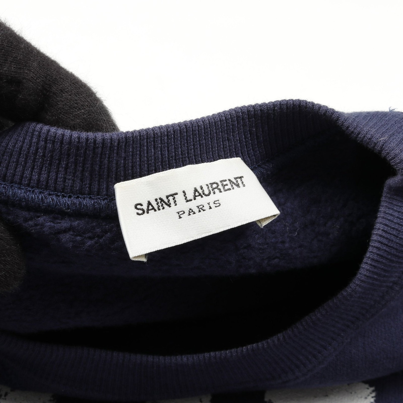 【Tops】SAINT LAURENT PARIS Felpa con cappuccio e zip stampa logo cotone navy