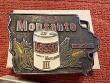 Vintage Monsanto Lasso 3 Herbicide Belt Buckle Muscatine Iowa