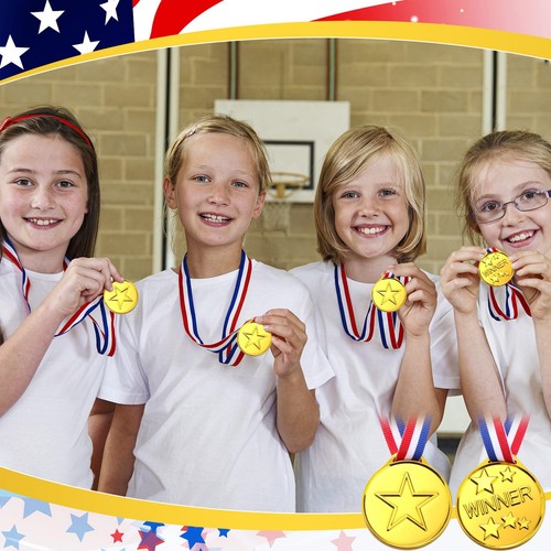 300 Pcs Kids Plastic Winner Award Medals Gold Winner Medals for Parties, Game... - Zdjęcie 4 z 7