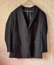 Corbin Men's 50L* Striped Sport Coat Dinner Jacket Blazer Black Career Formal