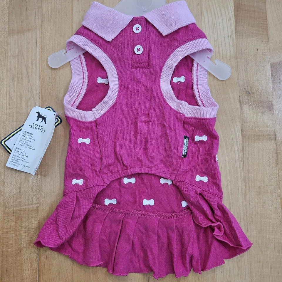 Pup Crew Dog Apparel Pink Embroidered Bone Polo Dress Medium 14-15in - Image 4 of 4