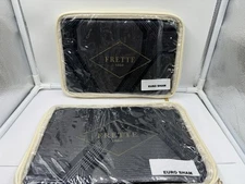 FRETTE Lux Shield Euro Sham (2) Blue/silver Metalic Original $475 26x26