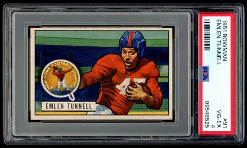 1951 Bowman #91 Emlen Tunnell Rookie RC New York Giants PSA 4 VG-EX HOF