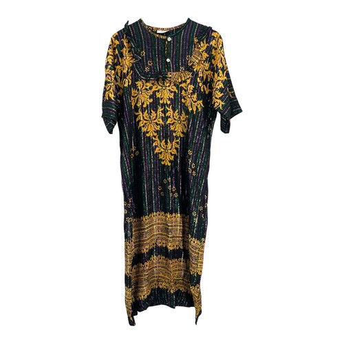 Bali Indie Maxi Dress Women One Size Boho Batik Floral Metallic Stripe Indonesia - Picture 3 of 9