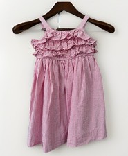Ralph Lauren Dress Girls Sz 4T Pink Stripe Seersucker Preppy Lined Sleeveless