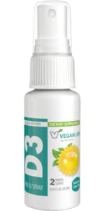 Vegan Life Nutrition Vitamin D3 5000 IU Spray Supplement, 0.81 Ounce
