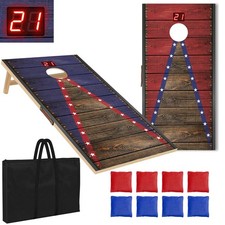 Cornhole Board Set 4x2 ft Regulation Size 8 Bean Bags Canvas Bag Portable HQGZQL