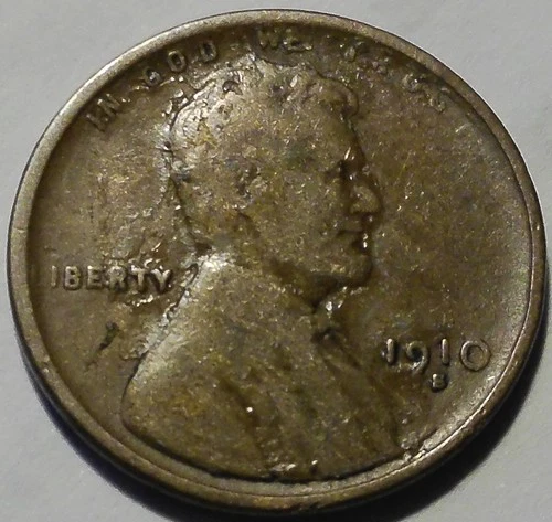1910-S Lincoln Wheat Cent Penny Fine details semi-key date