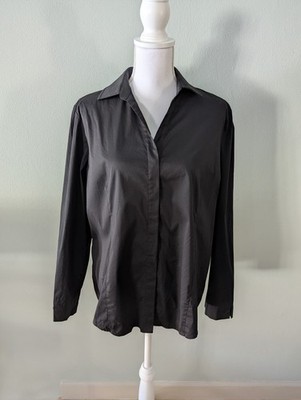 Ming Wang Women s XL? Classic Black Button Front Collared Blouse Top 131