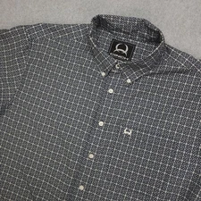 Cinch Performance Shirt Men's L Black Geo Short Sleeve Button Down Polyester