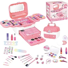 72 Pcs Kids Makeup Kit,Princess Games, Washable Makeup Kit ,Toys For Ages 3 -12