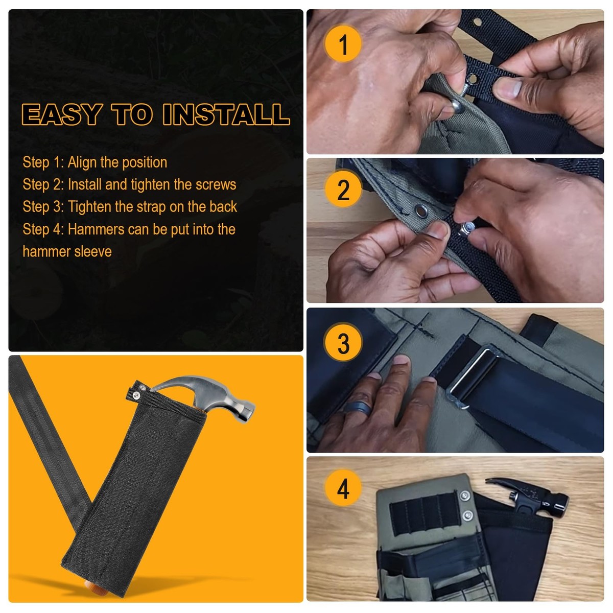 Belt Holder Padded Hammer Sleeve For Tool Belt Padded Hammer Holster For Tool Belts - Right Handed Diamondback Replacement Hammer Holder Sleeve Children's Sportswear Carpenter Roofer Framer Hammer Carrier