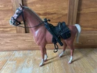 1960s Louis Marx Johnny West Thunderbolt Horse Brown Tan Mane Complete Saddle