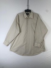 Colours By Alexander Julian Dress Shirt Mens 17-17.5 XL Beige Solid Long Sleeve